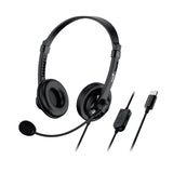 Genius HS-230U Headset with Mic, USB-C Connection, Plug and Play, Adjustable Headband and microphone with In-line Volume Control, Black