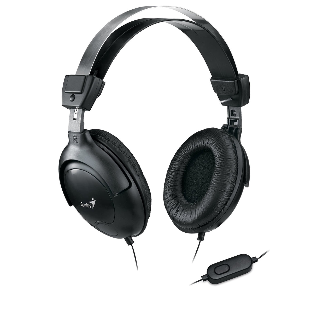 Genius HS-M505X Noise-cancelling Headset with Mic, 3.5mm Connection, Plug and Play with Adjustable Headbandand, In-line microphone and Volume Control, Black