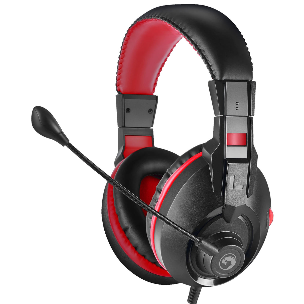 Marvo Scorpion H8321S Casque de jeu, son stéréo, microphone omnidirectionnel flexible, pilotes audio 40 mm, contrôle du volume supra-auriculaire, connexion 3,5 mm, noir et rouge