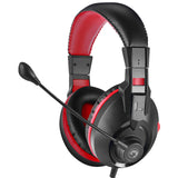 Marvo Scorpion H8321S Auriculares para juegos, sonido estéreo, micrófono omnidireccional flexible, controladores de audio de 40 mm, control de volumen en la oreja, conexión de 3,5 mm, negro y rojo