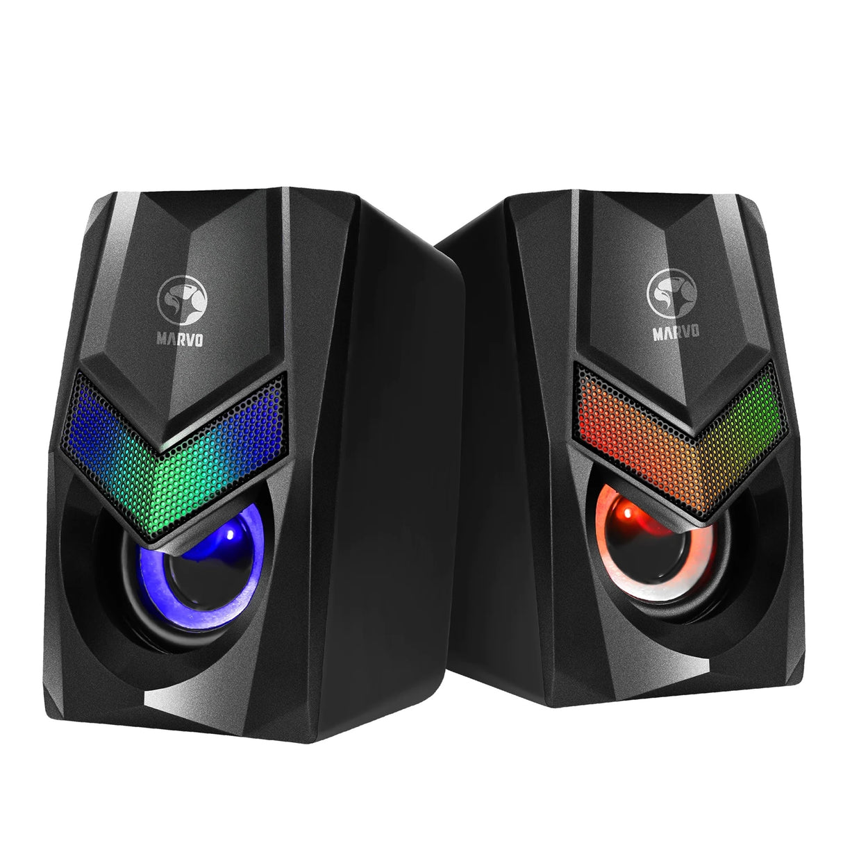 Marvo Scorpion SG-118 Gaming Speakers, Stereo Sound, USB Powered, 7 Colour RGB Lighting, 6w, 3.5mm Input, Black