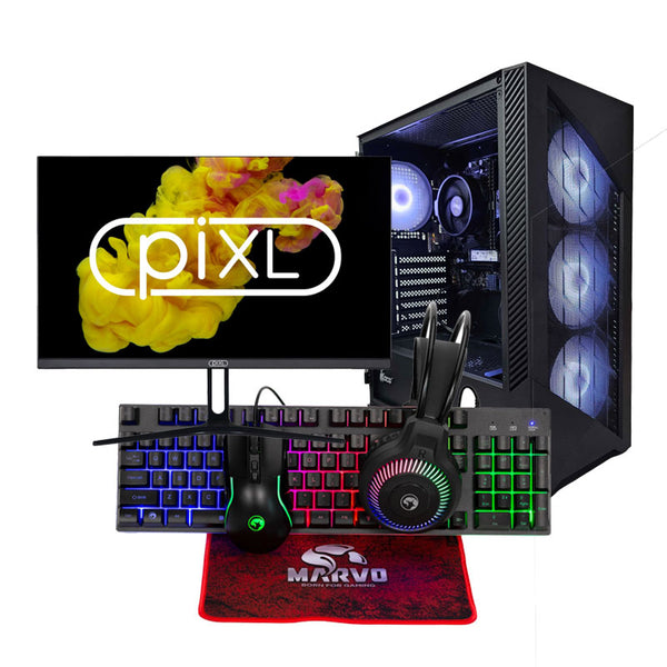 DCG Alpha - Ryzen 5 5600G, 16GB DDR4, Vega 7 Graphics, 500GB SSD, 24" Monitor Gaming PC Bundle