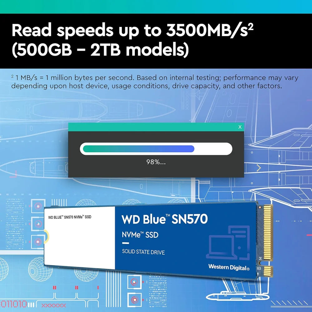 WD Blue SN570 1TB SSD NVME M.2 2280 PCIe Gen3 Solid State